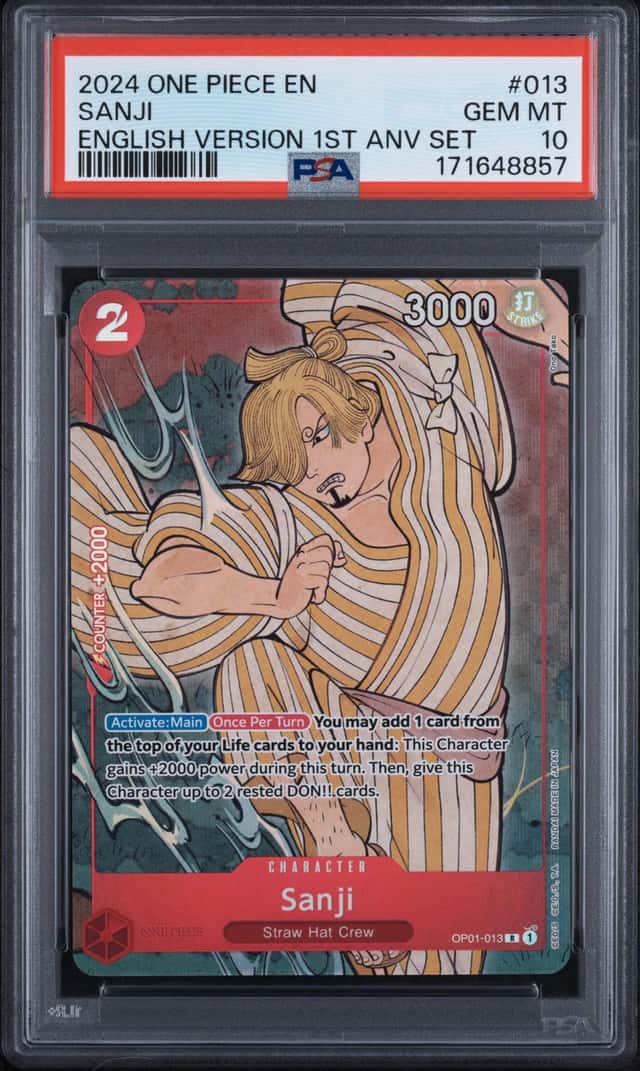 2024 One Piece EN Sanji English Version 1st Anniversary #OP01-013 PSA 10