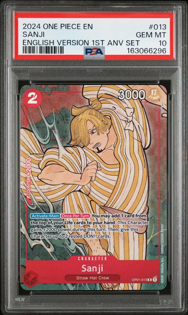 2024 ONE PIECE ENGLISH VERSION 1ST ANNIVERSARY SET #013 SANJI PSA 10