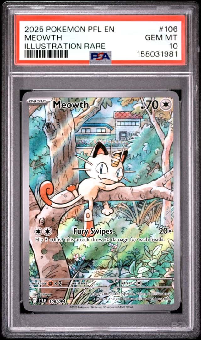2025 Pokemon Mega Evolution Phantasmal Flames Illustration Rare Meowth #106