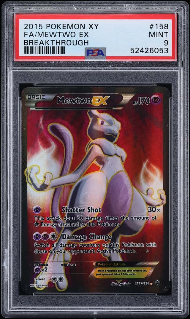 2015 Pokemon XY BREAKthrough Full Art Mewtwo EX #158 PSA 9 MINT