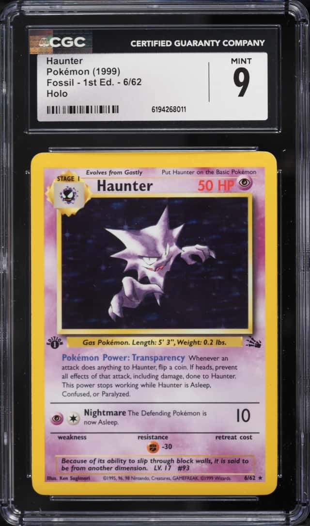 1999 Pokemon Fossil 1st Edition Holo Haunter #6 CGC 9 MINT