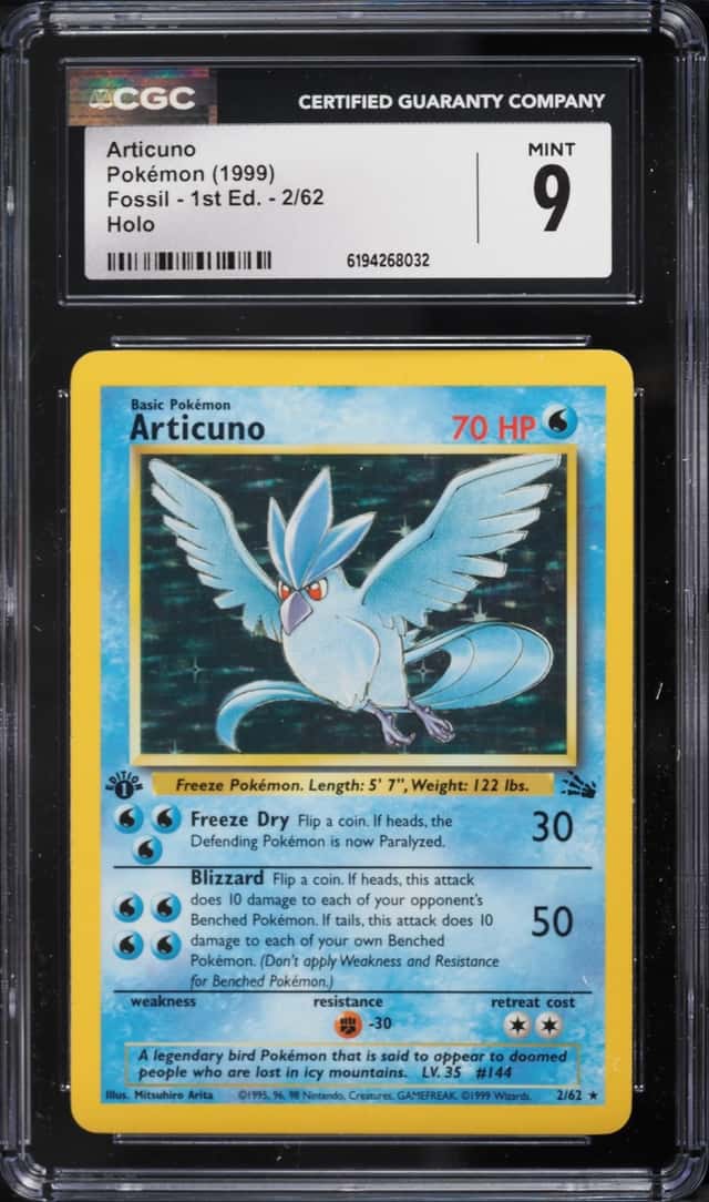 1999 Pokemon Fossil 1st Edition Holo Articuno #2 CGC 9 MINT