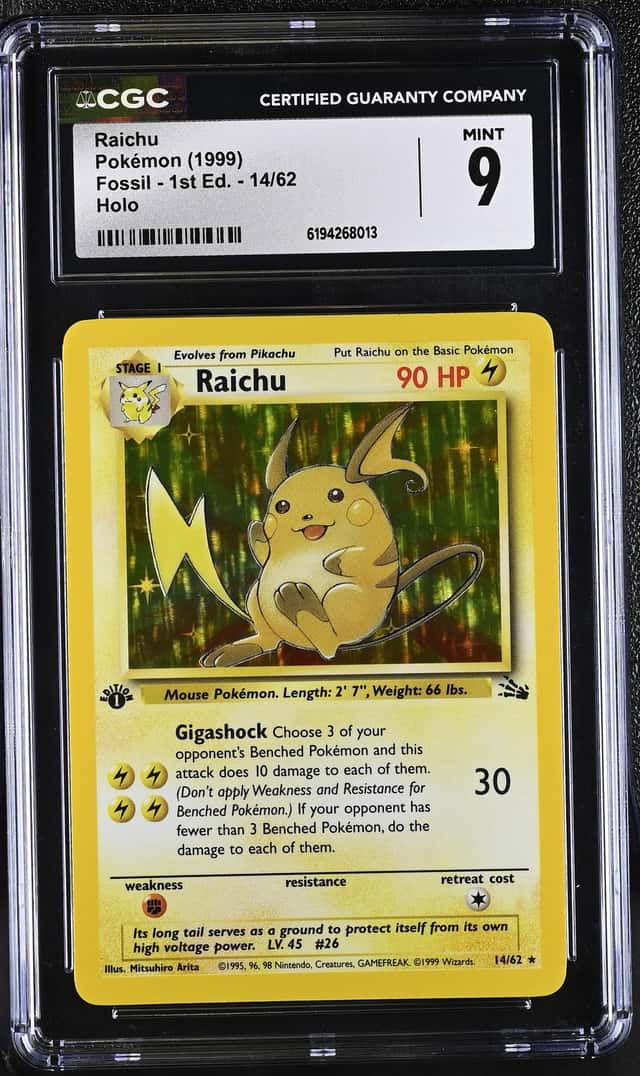 1999 Pokemon Fossil 1st Edition Holo Raichu #14 CGC 9 MINT