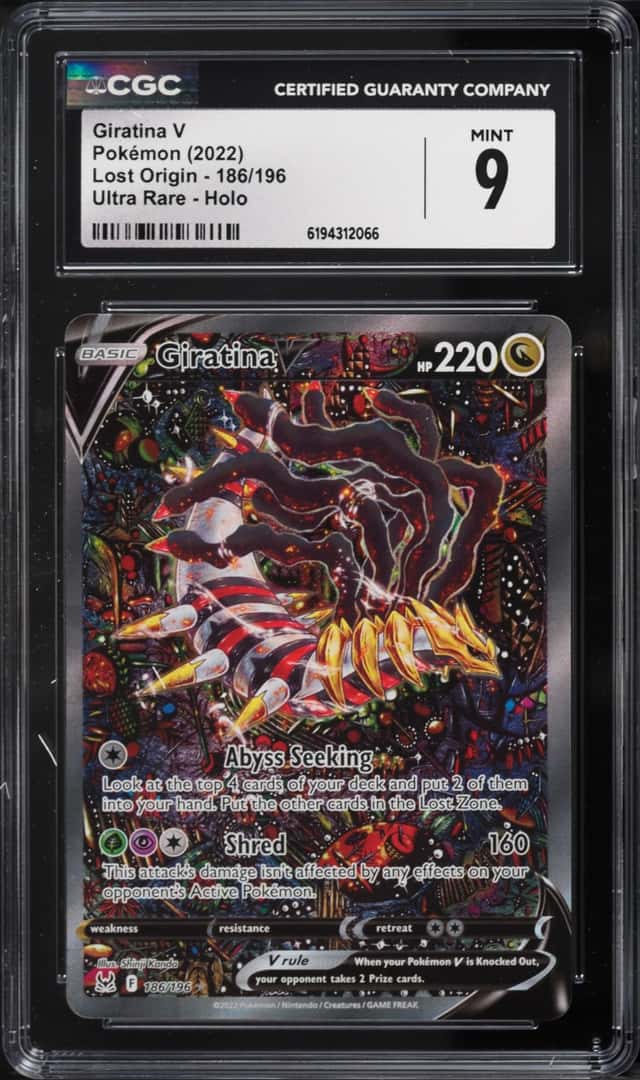 2022 Pokemon Sword & Shield Lost Origin Full Art Giratina V #186 CGC 9 MINT