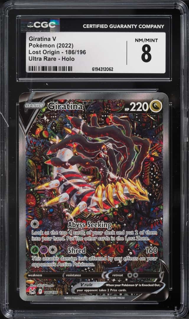 2022 Pokemon Sword & Shield Lost Origin Full Art Giratina V #186 CGC 8 NM-MT