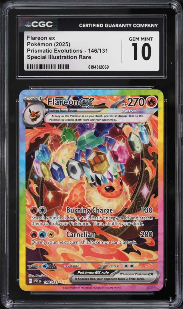 2025 Pokemon Scarlet & Violet Prismatic Evolutions SIR Flareon Ex #146 CGC 10 GEM MINT