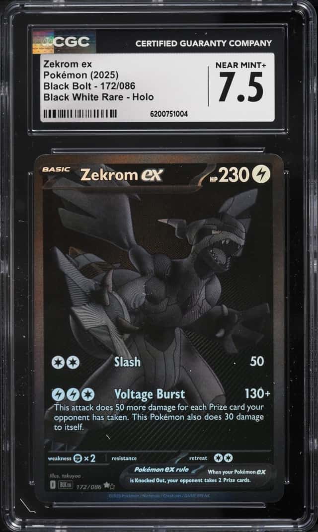 2025 Pokemon Scarlet & Violet Black Bolt BWR Zekrom Ex #172 CGC 7.5 NRMT+