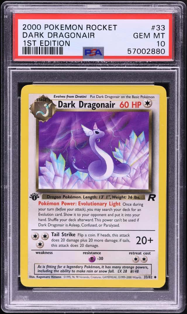 2000 Pokemon Team Rocket 1st Edition Dark Dragonair #33 PSA 10 GEM MINT