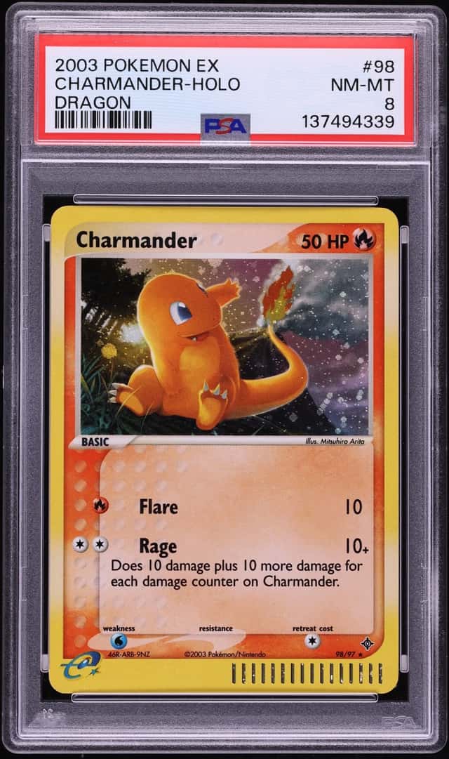 2003 Pokemon EX Dragon Holo Charmander #98 PSA 8 NM-MT
