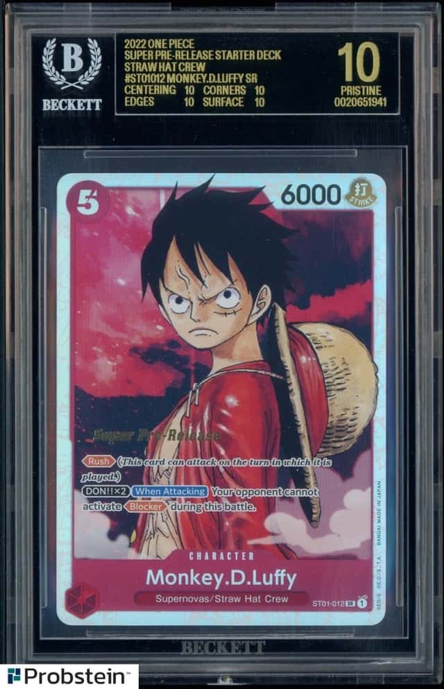 2022 One Piece ST01-012 Monkey D Luffy Super Pre-Release SR BGS 10 BLACK LABEL