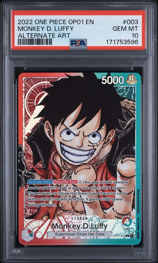 2022 One Piece OP01 EN Alternate Art Pre-Errata #003 Monkey D Luffy PSA 10