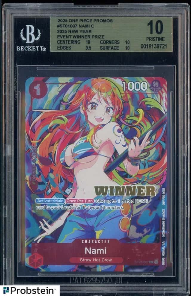 2025 One Piece English ST01-007 Nami New Year Event Winner Prize BGS 10 PRISTINE