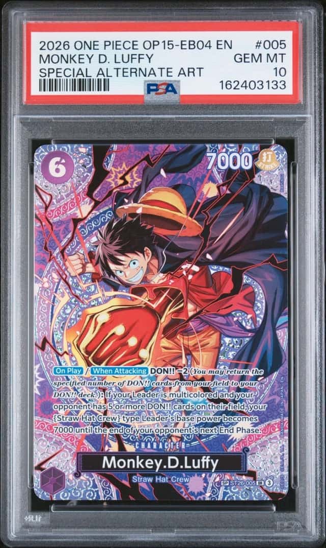 2026 ONE PIECE OP15-EB04-ADVENTURE ON KAMI'S ISLAND #005 MONKEY D. LUFFY PSA 10