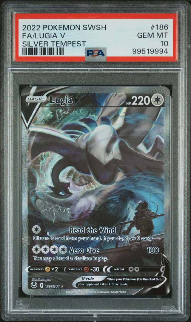 LUGIA V PSA 10 2022 POKEMON SWORD & SHIELD SILVER TEMPEST 186/195 FA FULL ART 94