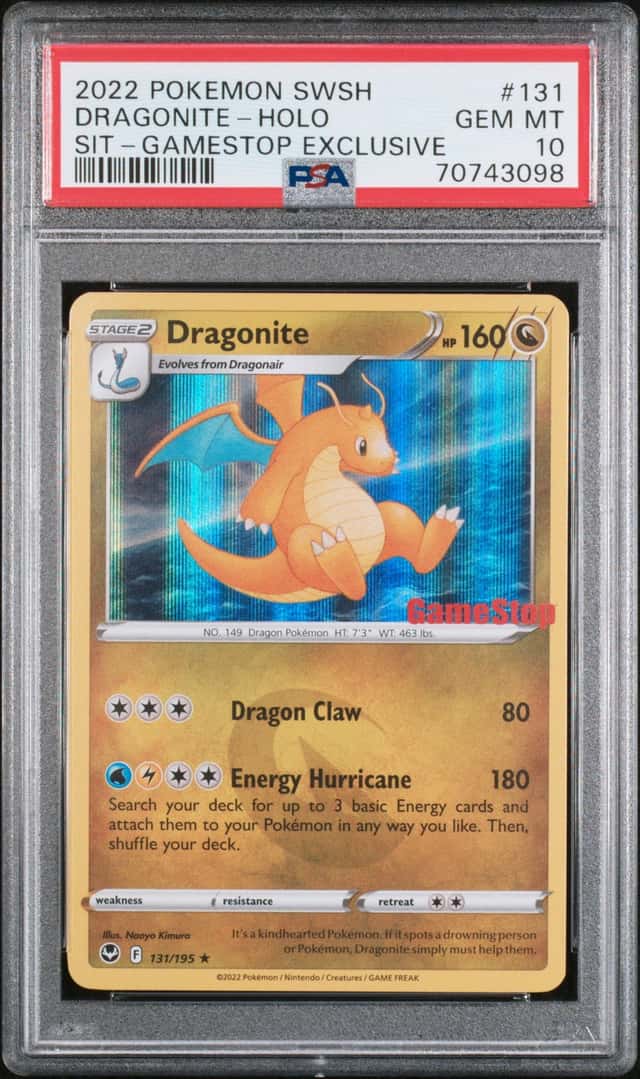 2022 Pokemon SWSH GAMESTOP EXCLUSIVE #131 Dragonite Holo PSA 10