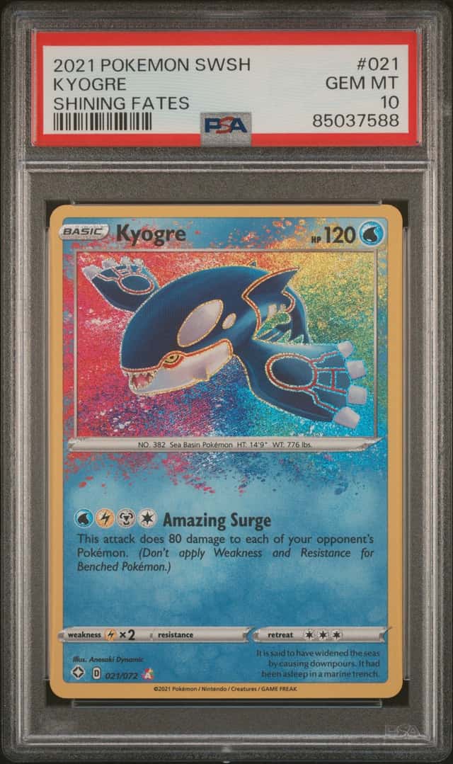 KYOGRE AMAZING RARE 2021 Pokemon Sword & Shield Shining Fates 021/072 PSA 10