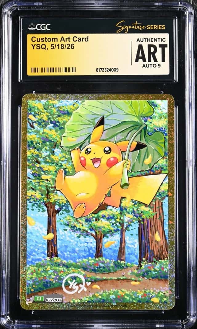Pokemon 2023 Custom Art Card  Pikachu Sketch YSQ Signed CGC ART AUTO 9
