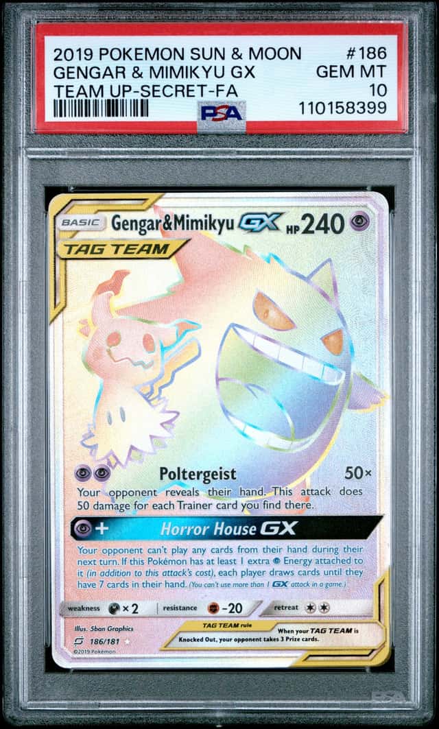 2019 Pokemon Sun & Moon Team Up Gengar Mimikyu #186/181 PSA 10 GEM MINT