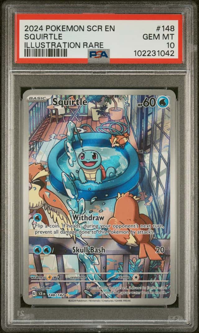 2024 Pokemon Stellar Crown Illustration Rare Holo Squirtle PSA 10 #148/142