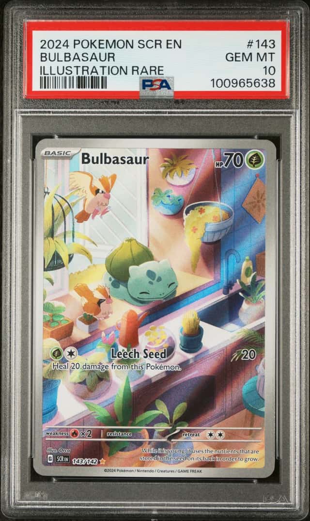 2024 Pokemon Stellar Crown Illustration Rare Holo Bulbasaur PSA 10 #143/142