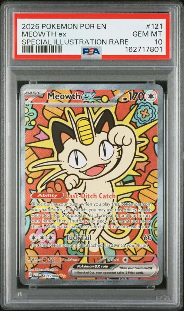 2026 POKEMON PERFECT ORDER SPECIAL ILLUSTRATION RARE #121 MEOWTH EX PSA 10
