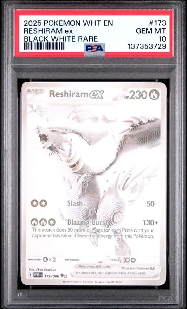 POKEMON RESHIRAM ex 2025 WHT EN-WHITE FLARE #173 BLW RARE PSA 10