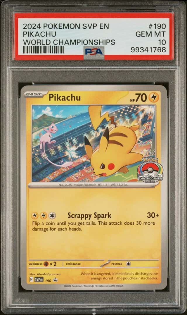 Pokemon PSA 10 2024 Pikachu World Championships SV Promo #190 English Holo
