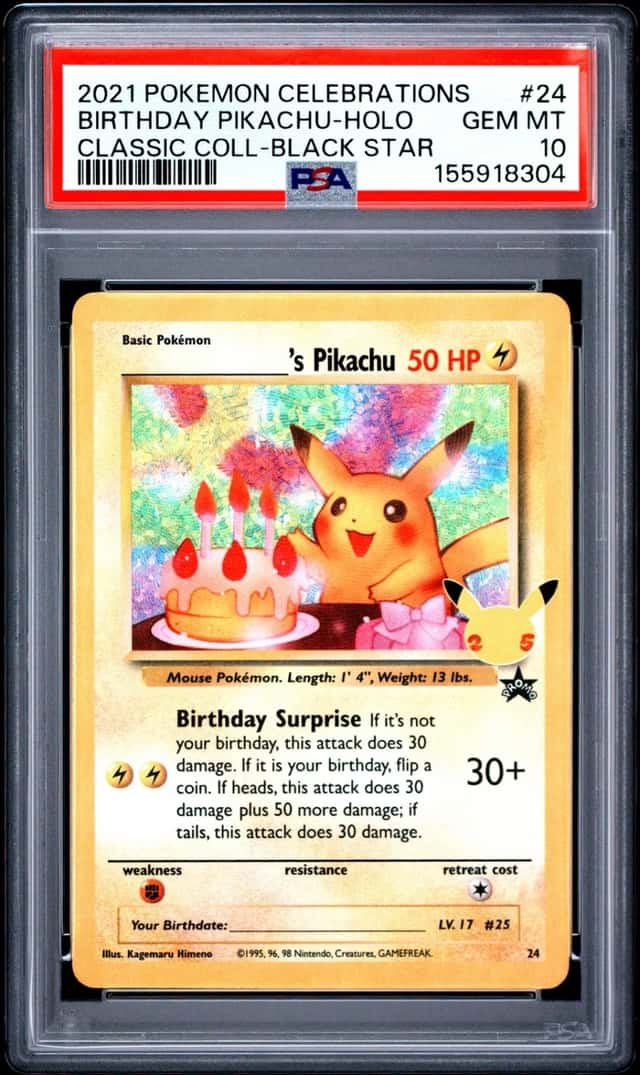 2021 POKEMON CELEBRATIONS CLASSIC COLLECTION #24 BIRTHDAY PIKACHU-HOLO PSA 10