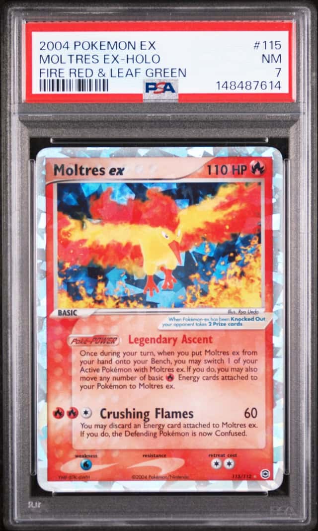 Pokemon 2004 Moltres EX 115/112 Holo Secret Rare EX FireRed & LeafGreen PSA 7