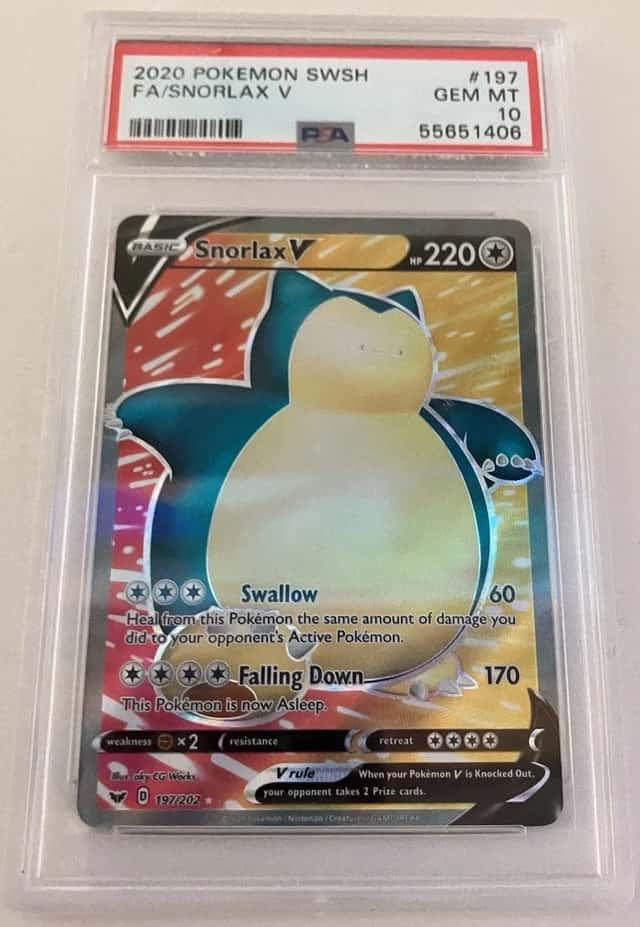 2020 POKEMON SWORD & SHIELD SNORLAX V #197 PSA 10 GEM MINT