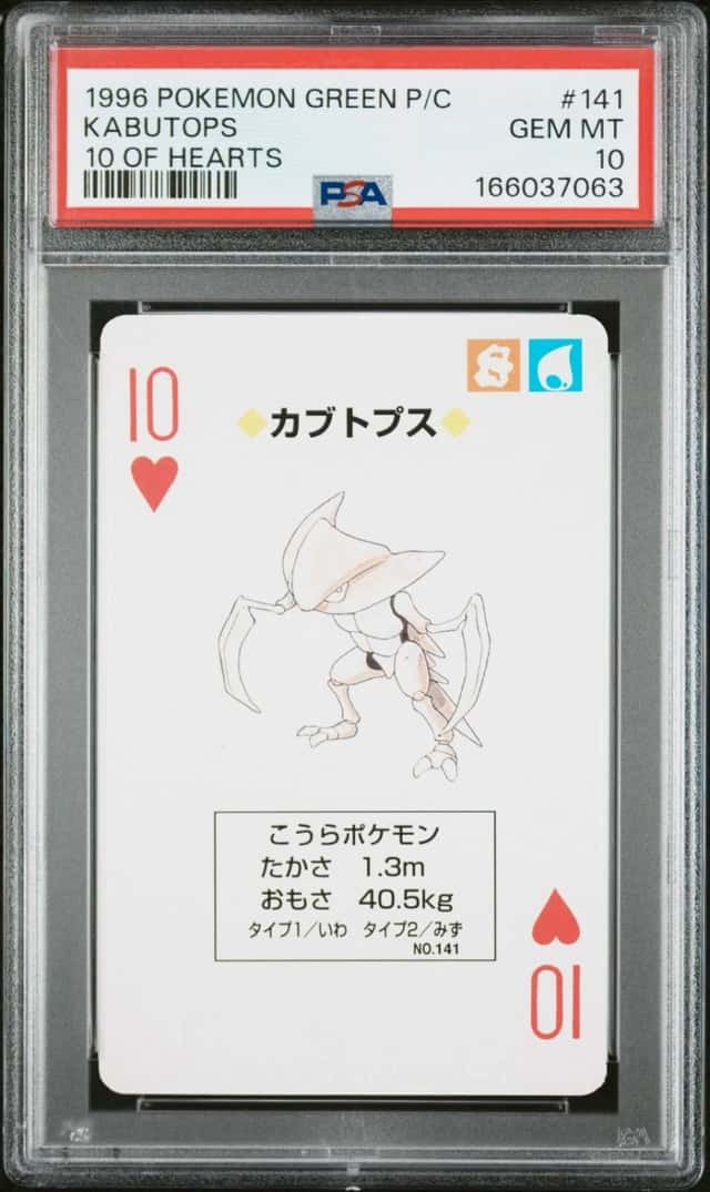 Pokemon Kabutops Green Version Playing Cards 141 10 Of Hearts PSA 10 Gem Mint