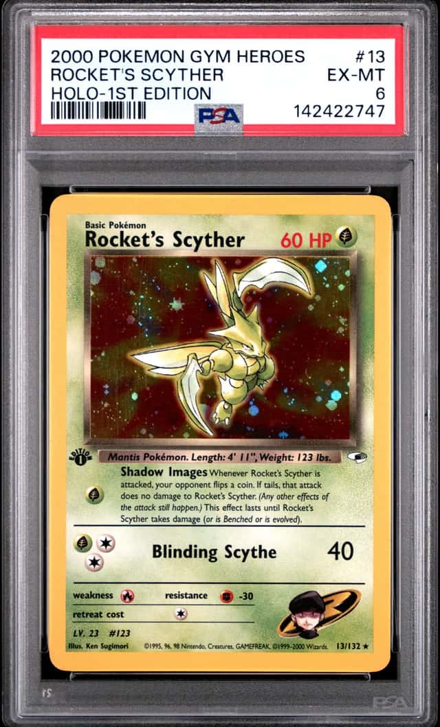2000 POKEMON GYM HEROES HOLO-1ST EDITION #13 ROCKET'S SCYTHER PSA 6