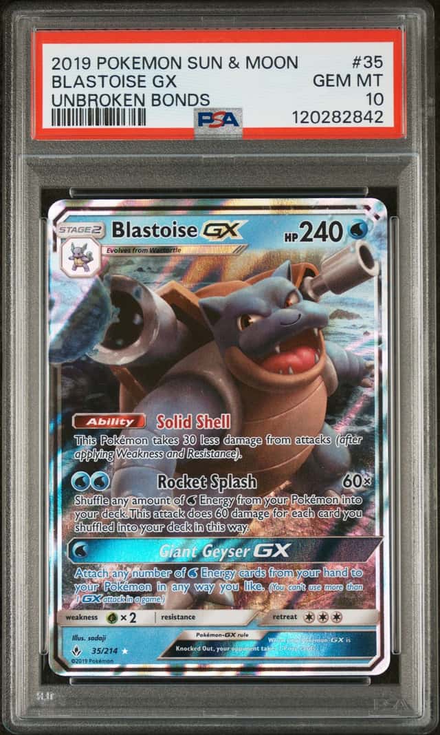 2019 Pokemon Sun & Moon Unbroken Bonds Blastoise GX #35 PSA 10 Gem Mint