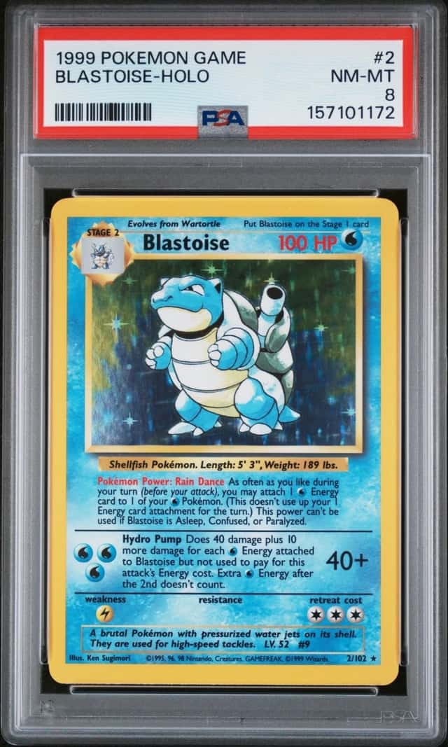 Pokemon Blastoise Holo Base Set Unlimited 2/102 PSA 8