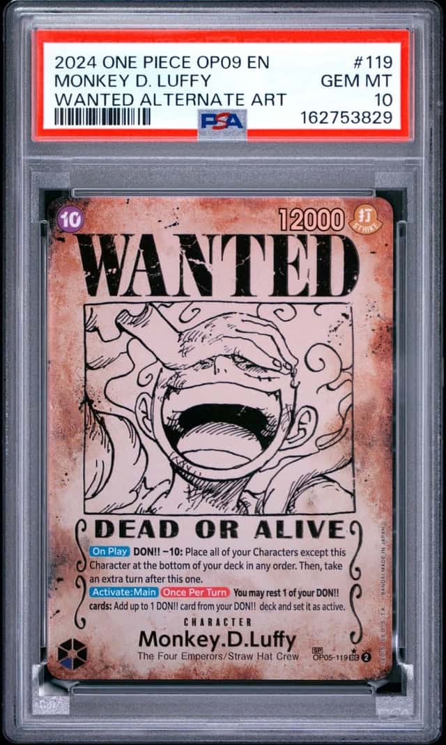 2024 ONE PIECE EMPERORS IN THE NEW WORLD WANTED AA #119 MONKEY D. LUFFY PSA 10
