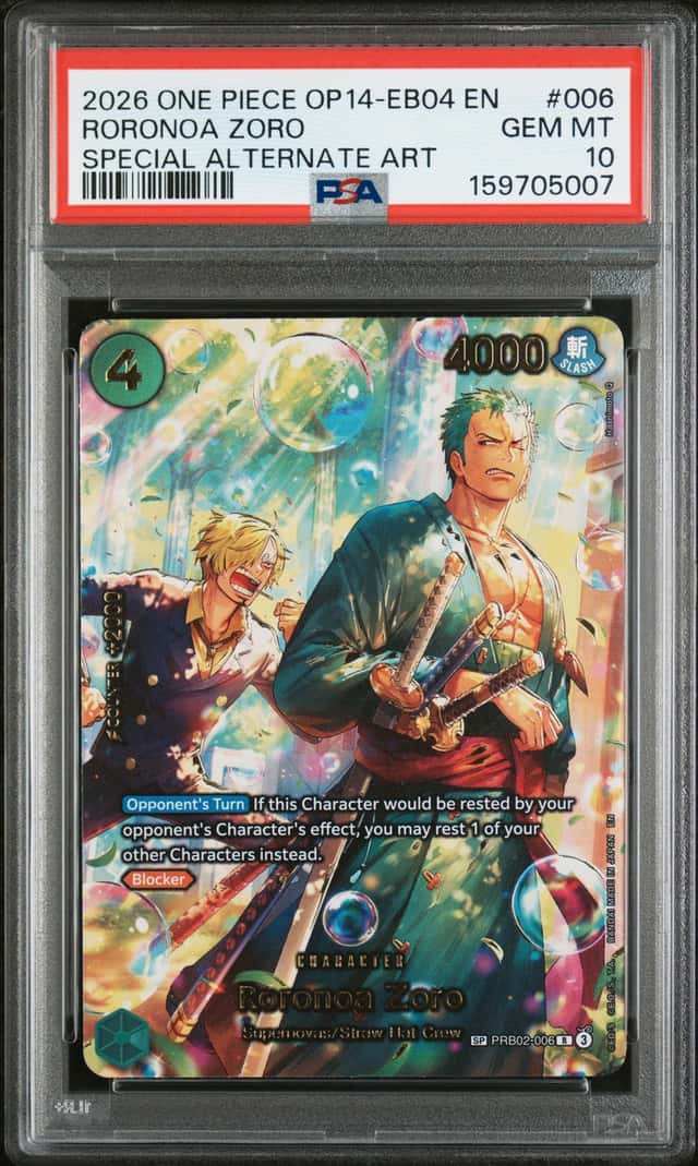 2026 ONE PIECE OP14-EB04-THE AZURE SEA'S SEVEN #006 RORONOA ZORO PSA 10 GEM MINT