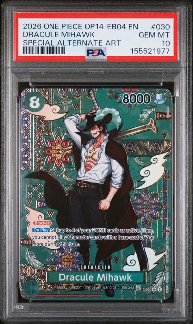 2026 ONE PIECE OP14-EB04-THE AZURE SEA'S SEVEN #030 DRACULE MIHAWK PSA 10