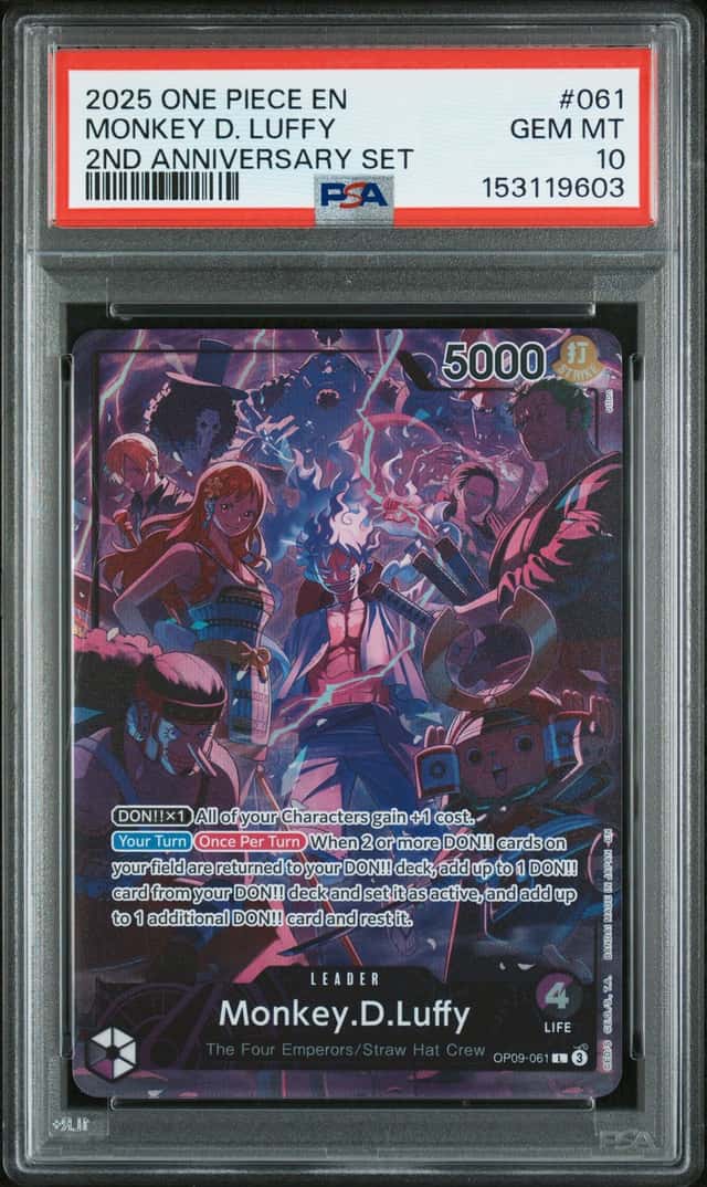 2024 One Piece 2nd Anniversary Monkey D. Luffy Leader #OP09-061 PSA 10 GEM MINT