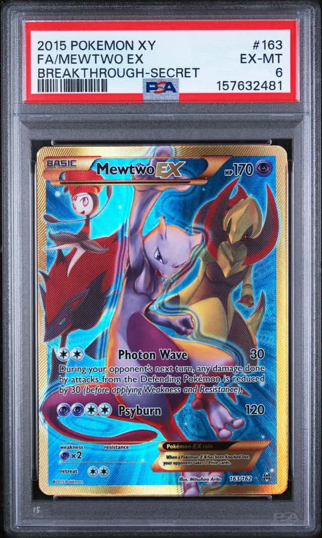 2015 Pokemon XY Breakthrough Mewtwo EX 163/162 Secret Full Art Holo PSA 6