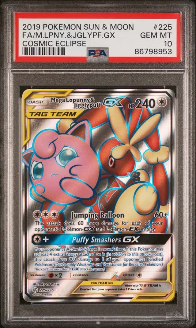 2019 Pokemon SM Cosmic Eclipse Mega Lopunny Jigglypuff Tag Team #225/236 PSA 10