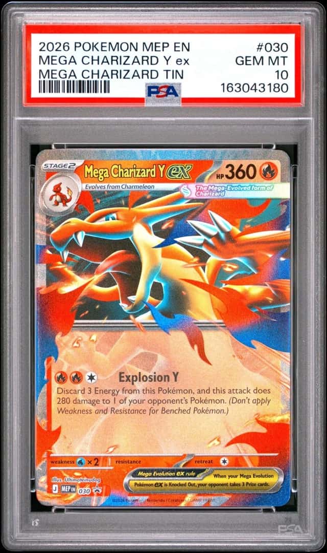 2026 POKEMON MEP EN-ME MEGA CHARIZARD TIN #030 MEGA CHARIZARD Y EX PSA 10
