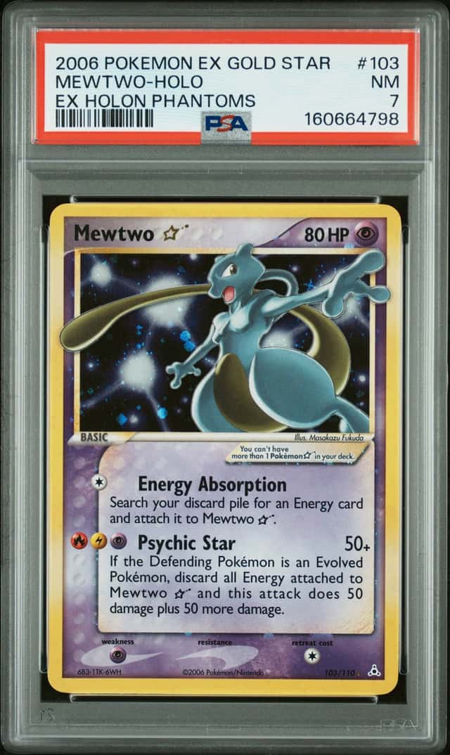 2006 Pokemon Ex Holon Phantoms Holo Mewtwo Gold Star #103