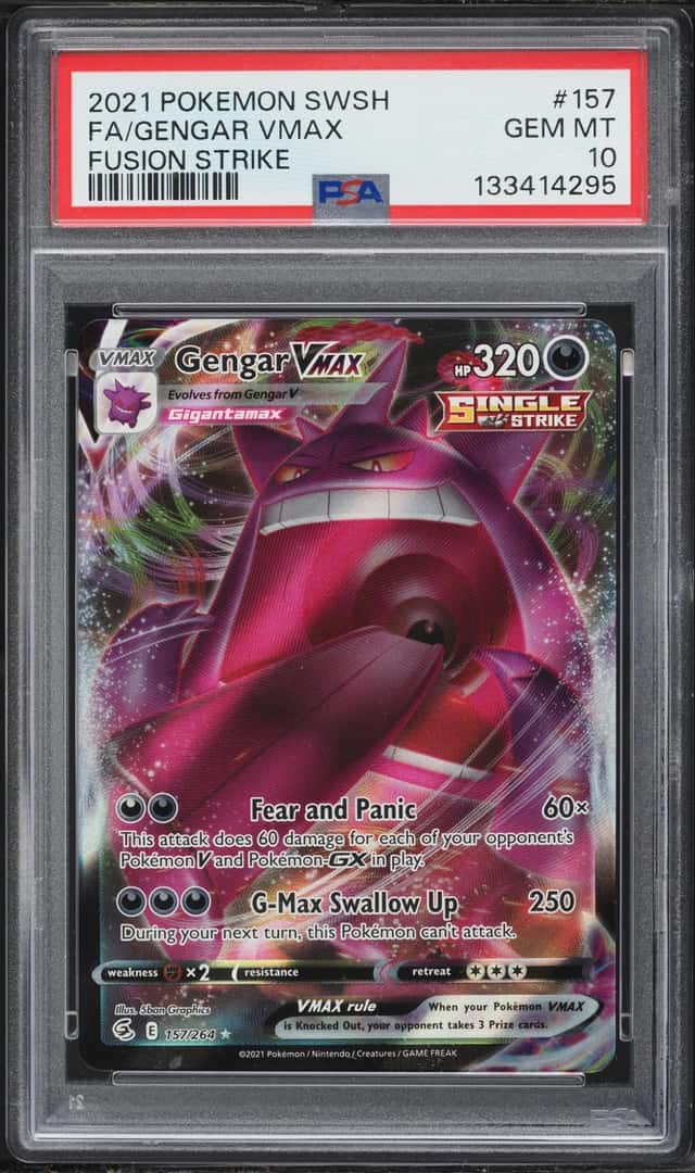 2021 Pokemon Sword & Shield Fusion Strike Full Art Gengar VMAX #157 PSA 10 GEM MINT