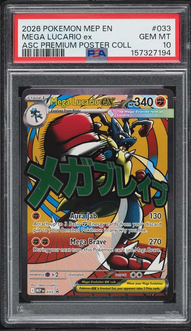 2026 Pokemon Mega Black Star Promo Asc Premium Poster MA Mega Lucario EX #033 PSA 10 GEM MINT