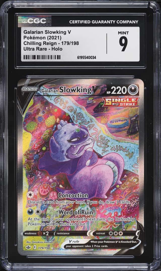 2021 Pokemon Sword & Shield Chilling Reign Full Art Galarian Slowking V #179 CGC 9 MINT