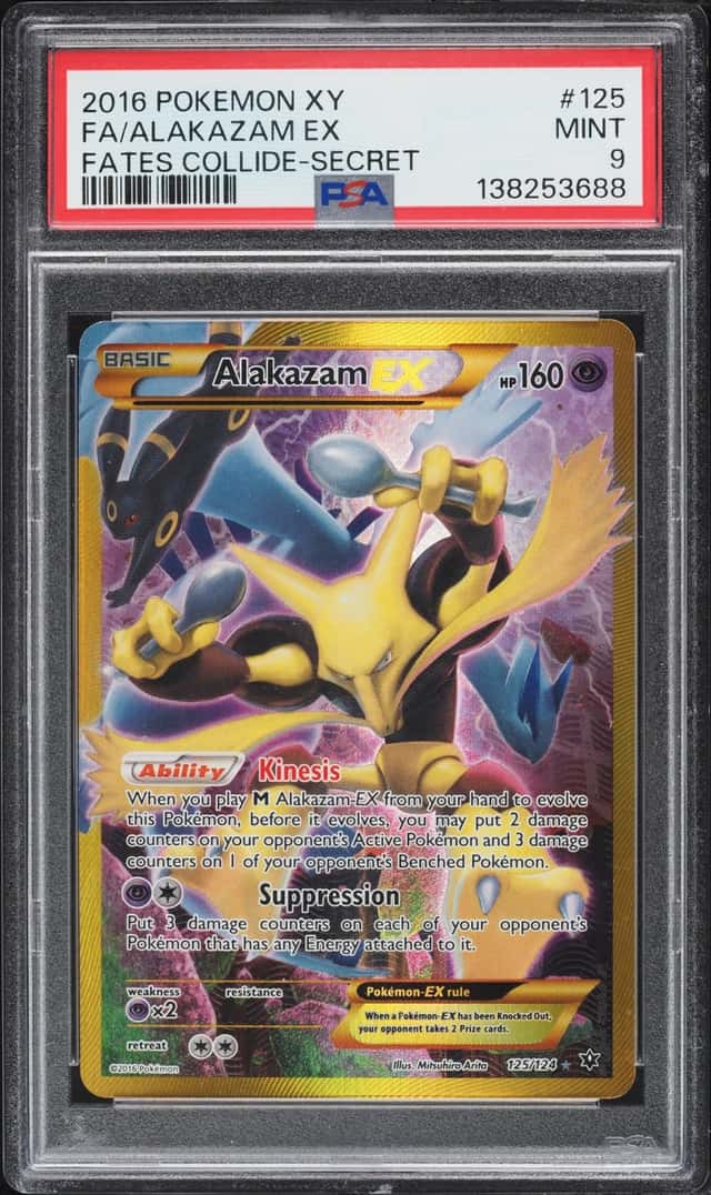 2016 Pokemon XY Fates Collide Full Art Alakazam EX #125 PSA 9 MINT