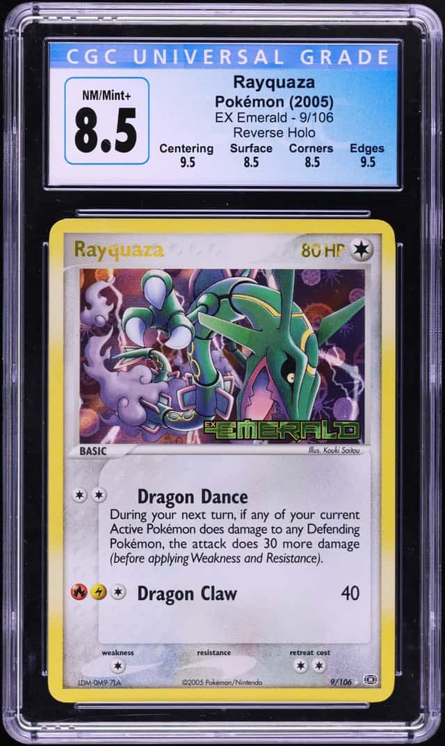 2005 Pokemon EX Emerald Reverse Holo Rayquaza #9 CGC 8.5 NM-MT+