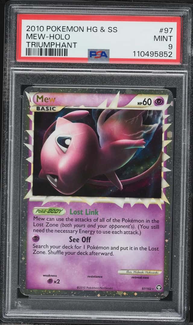 2010 Pokemon HeartGold & SoulSilver Triumphant Holo Prime Mew #97 PSA 9 MINT