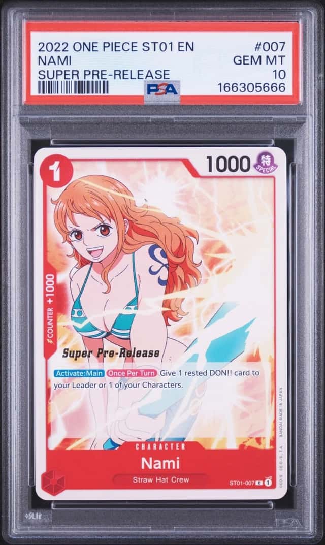 2022 ONE PIECE STARTER DECK ST01-STRAW HAT CREW SUPER PRE-RELEASE NAMI PSA 10