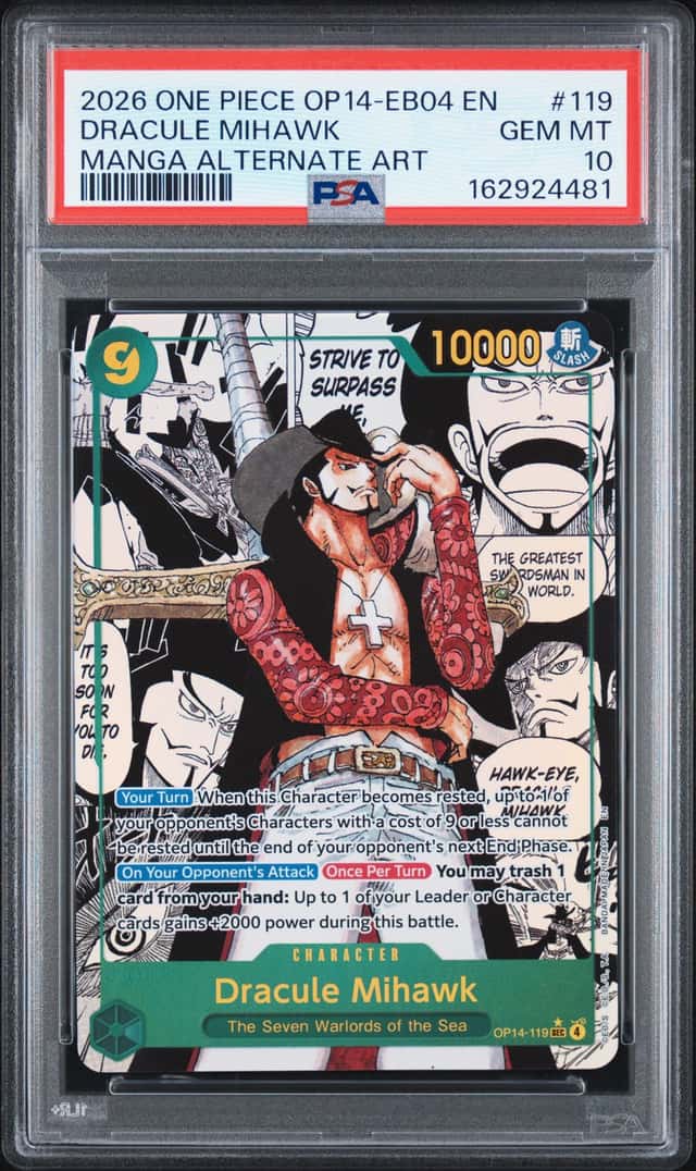 2026 One Piece OP14-EB04 En Manga Alternate Art #119 Dracule Mihawk PSA 10
